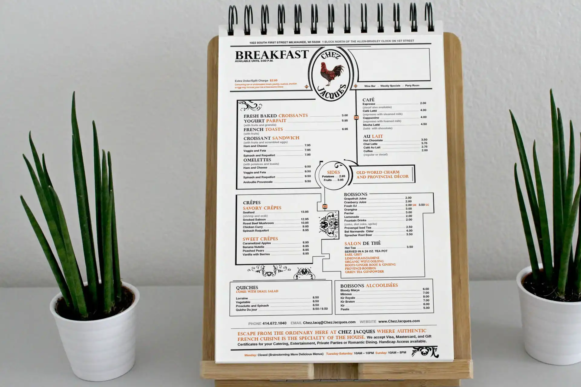Chez Jacques Breakfast Menu